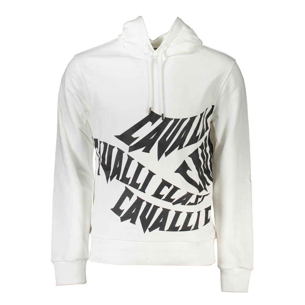 Cavalli Class White Cotton Men Sweatshirt 1728,67403481248,Cavalli Class,Clothing,L,M,Men,New with tags,Sportswear - Clothing,Sweaters - Clothing,Sweatshirt - Sportswear - Clothing,Sweatshirts - Sweaters - Clothing,White,XL,XXL