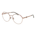 Guess Rose Gold Women Glasses Frame with metal round full-rim design, demo lenses, and spring hinge, including branded case.