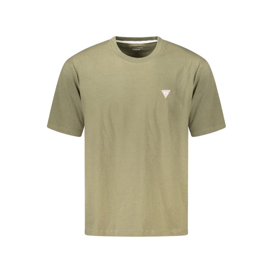 Guess Jeans Green Cotton T-Shirt, oversized short sleeve with crew neck and logo, made from organic cotton.