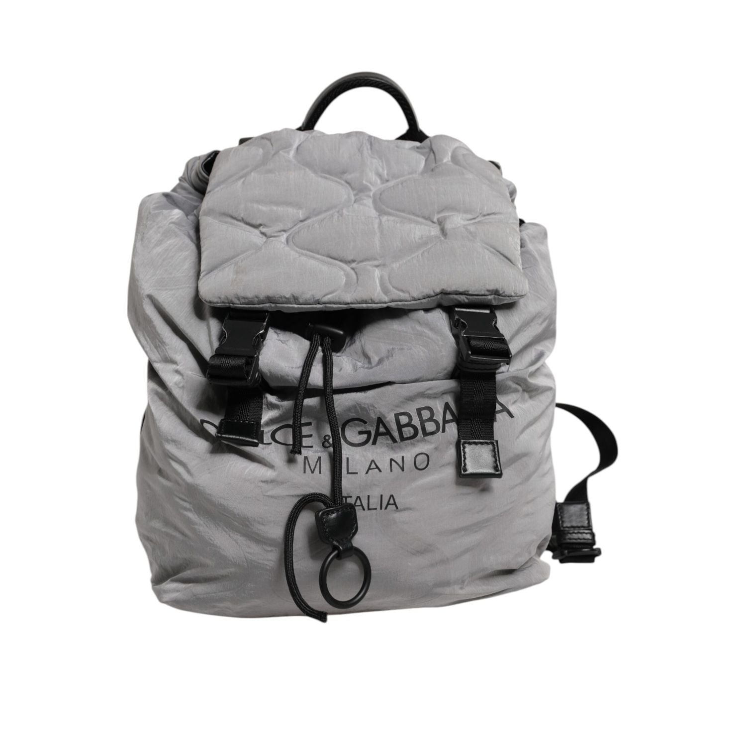 Dolce & Gabbana Gray Milano Print Drawstring Travel Backpack Bag