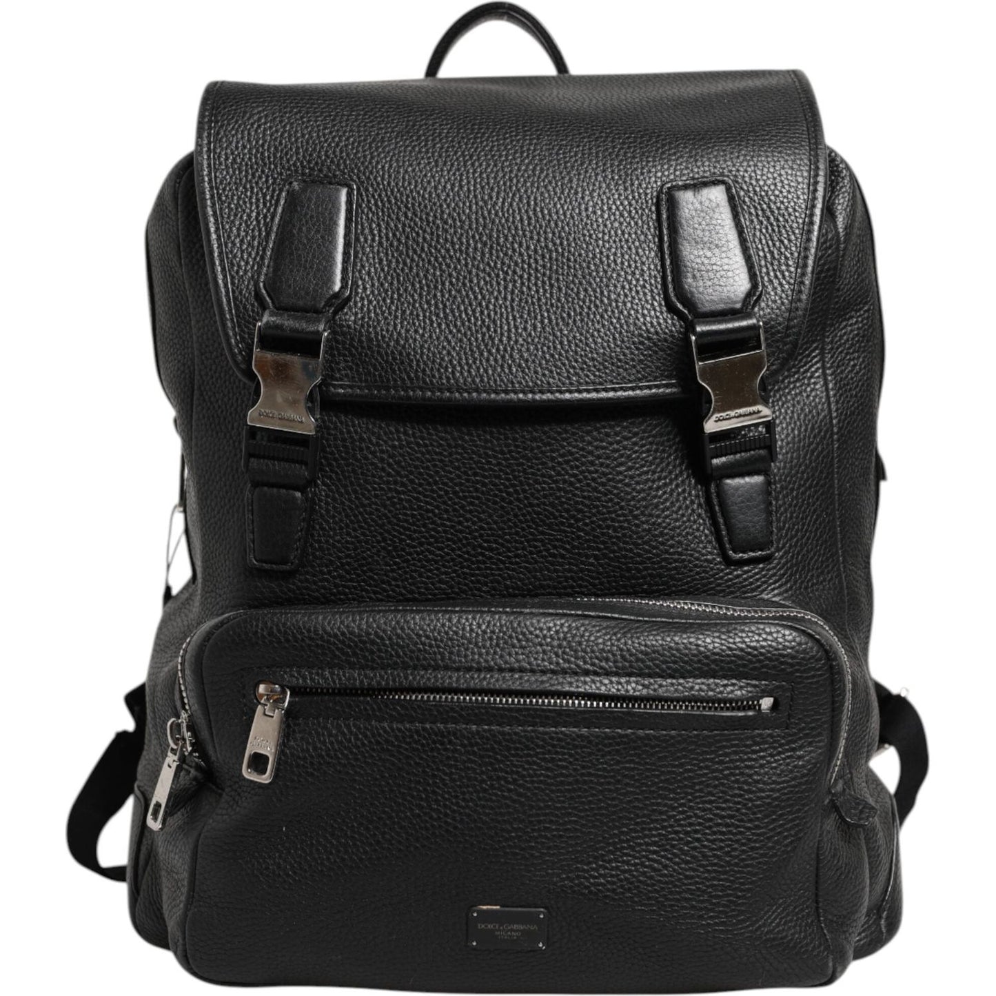 Dolce & Gabbana Black Palermo Backpack Hammered Calfskin Leather Bag BAG4648