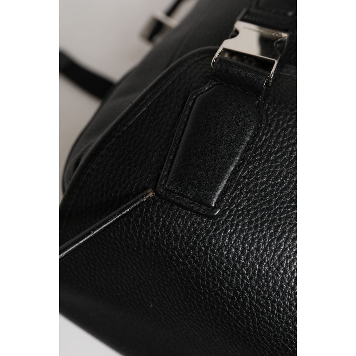 Dolce & Gabbana Black Palermo Backpack Hammered Calfskin Leather Bag BAG4648