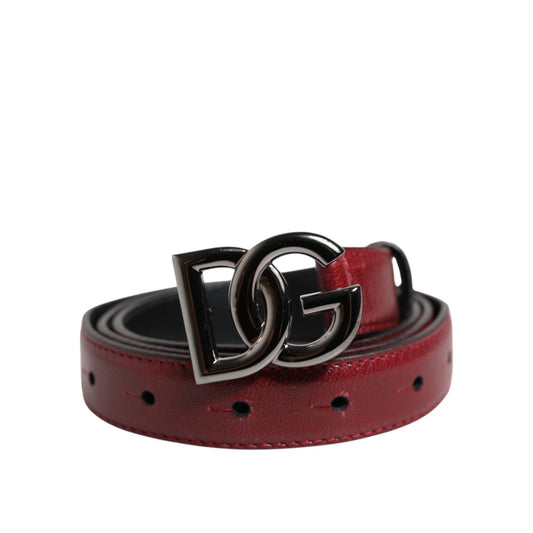 Dolce & Gabbana Red Classic Metal DG Logo Buckle Belt