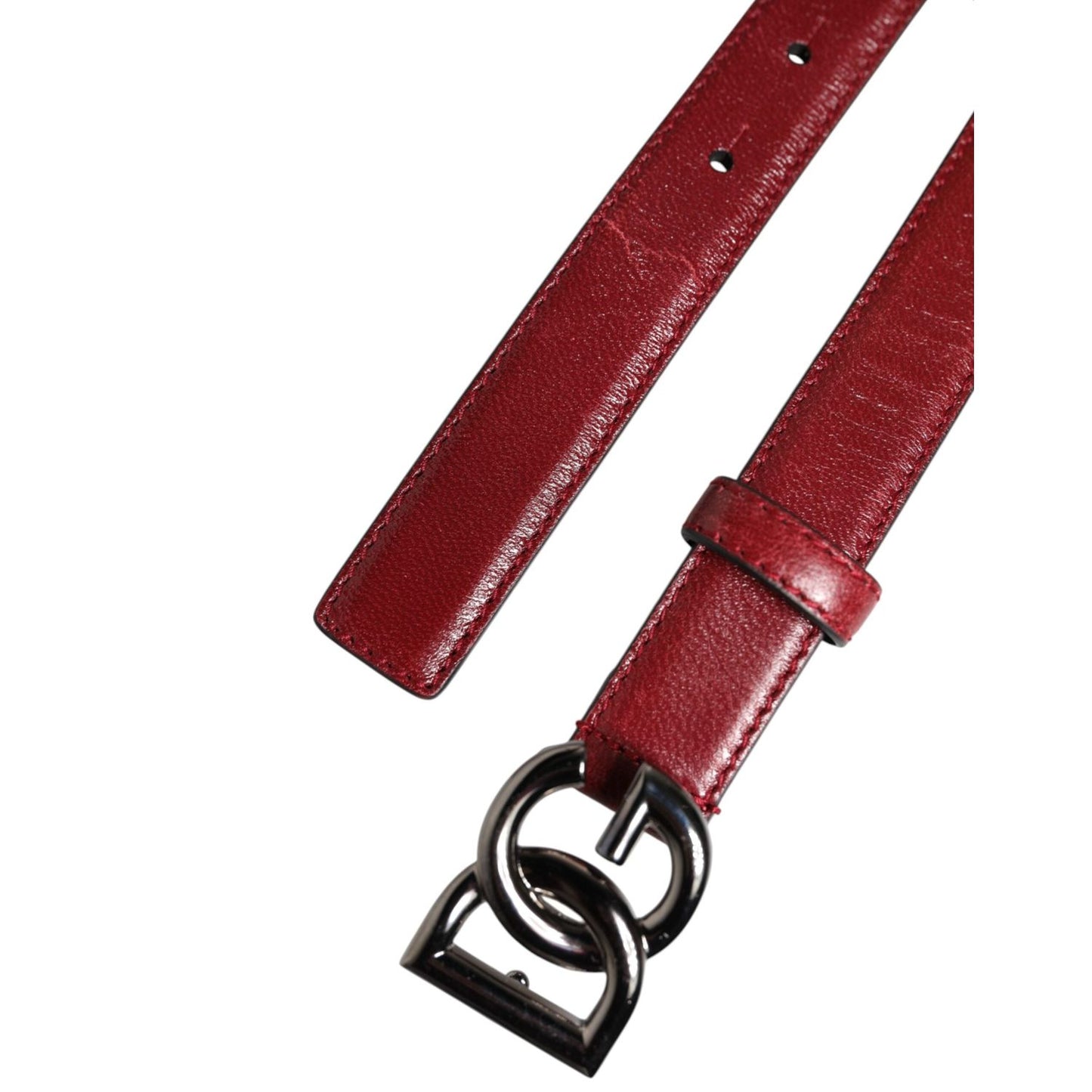 Dolce & Gabbana Red Classic Metal DG Logo Buckle Belt