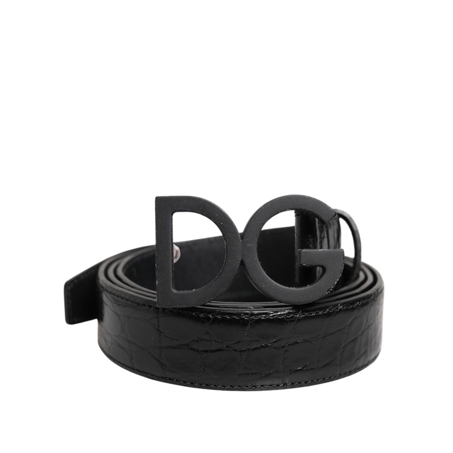 Dolce & Gabbana Black Leather Classic Metal DG Buckle Belt