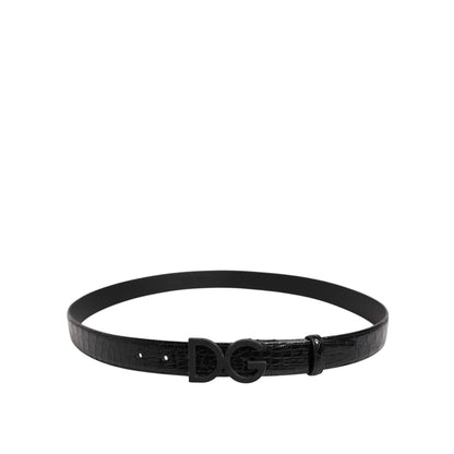 Dolce & Gabbana Black Leather Classic Metal DG Buckle Belt