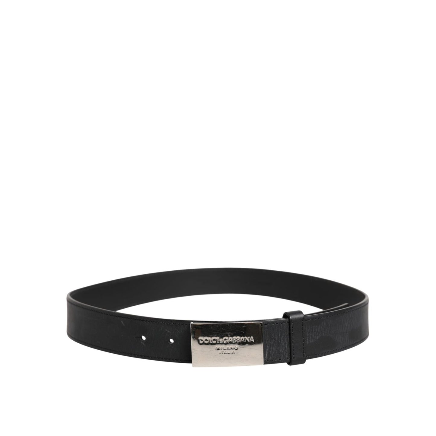 Dolce & Gabbana Black Leather Classic Metal Logo Buckle Belt