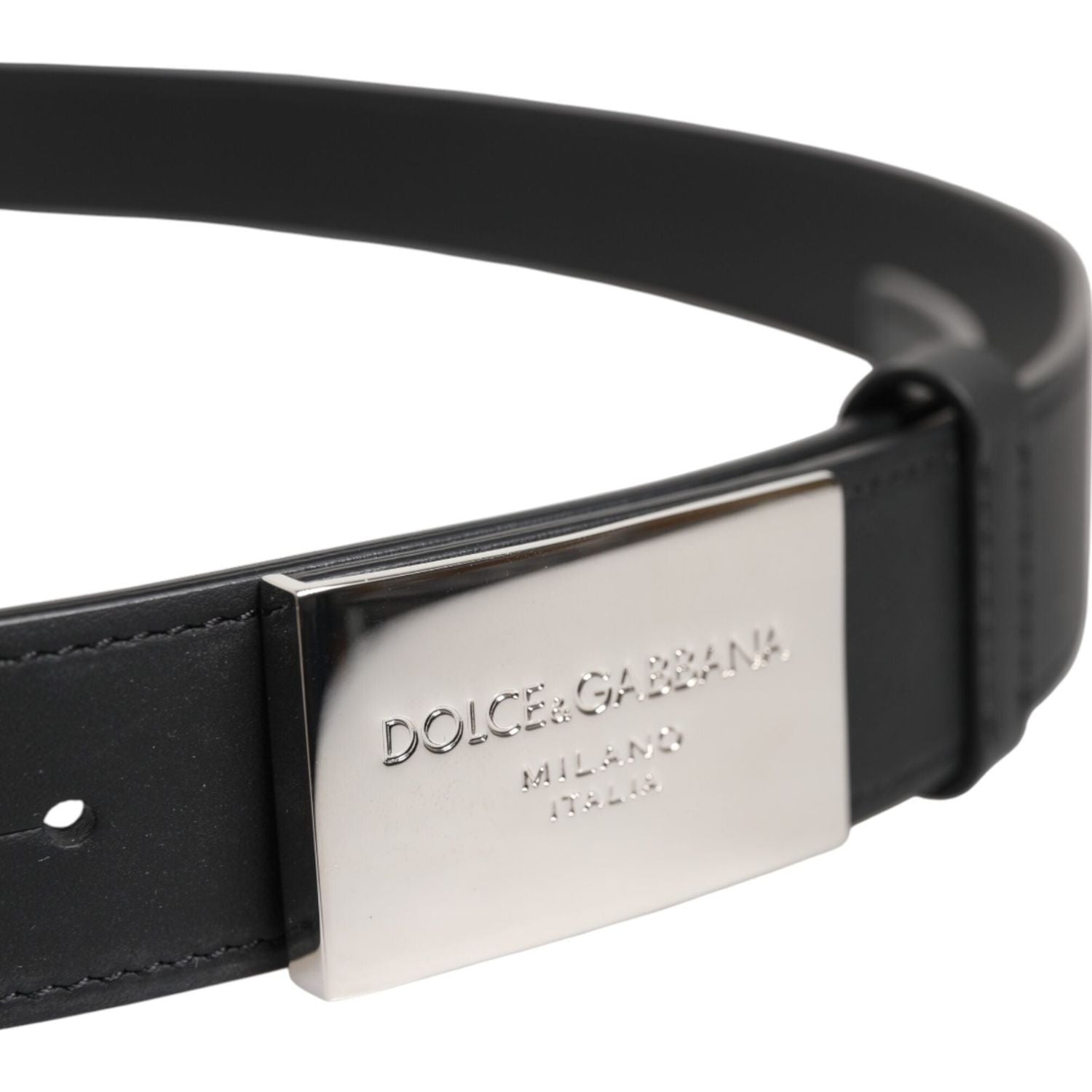 Dolce & Gabbana Black Leather Classic Metal Logo Buckle Belt