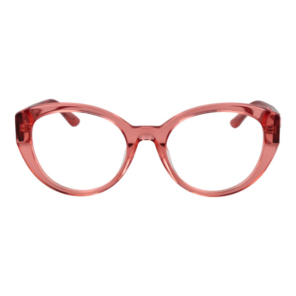 Guess Pink Women Glasses Frame, Rose Acetate Full-Rim Round Eyewear, 53-19-140 Size, Demo Lenses, Branded Case Included