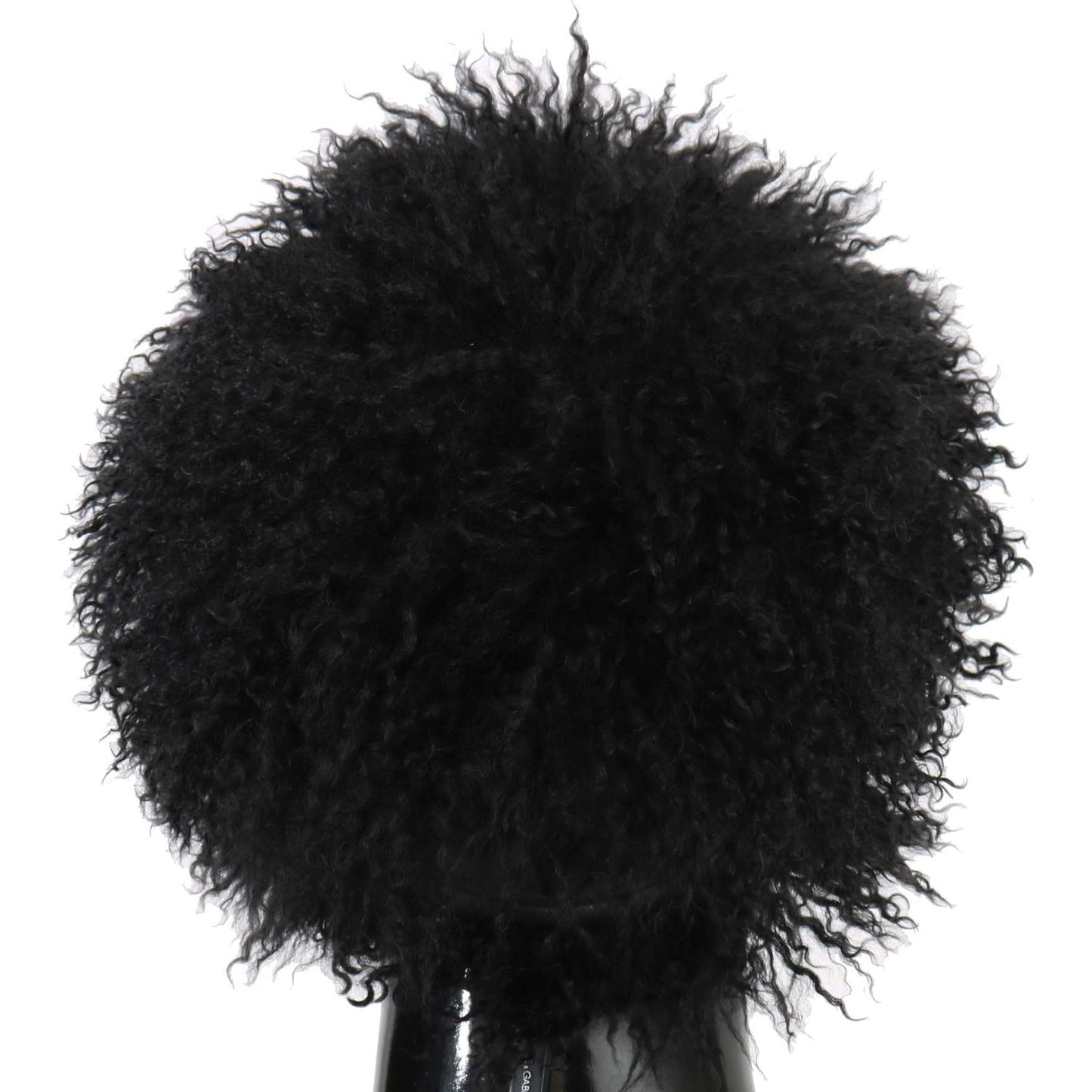 Dolce & Gabbana Black Tibet Lamb Fur Leather Gatsby Hat