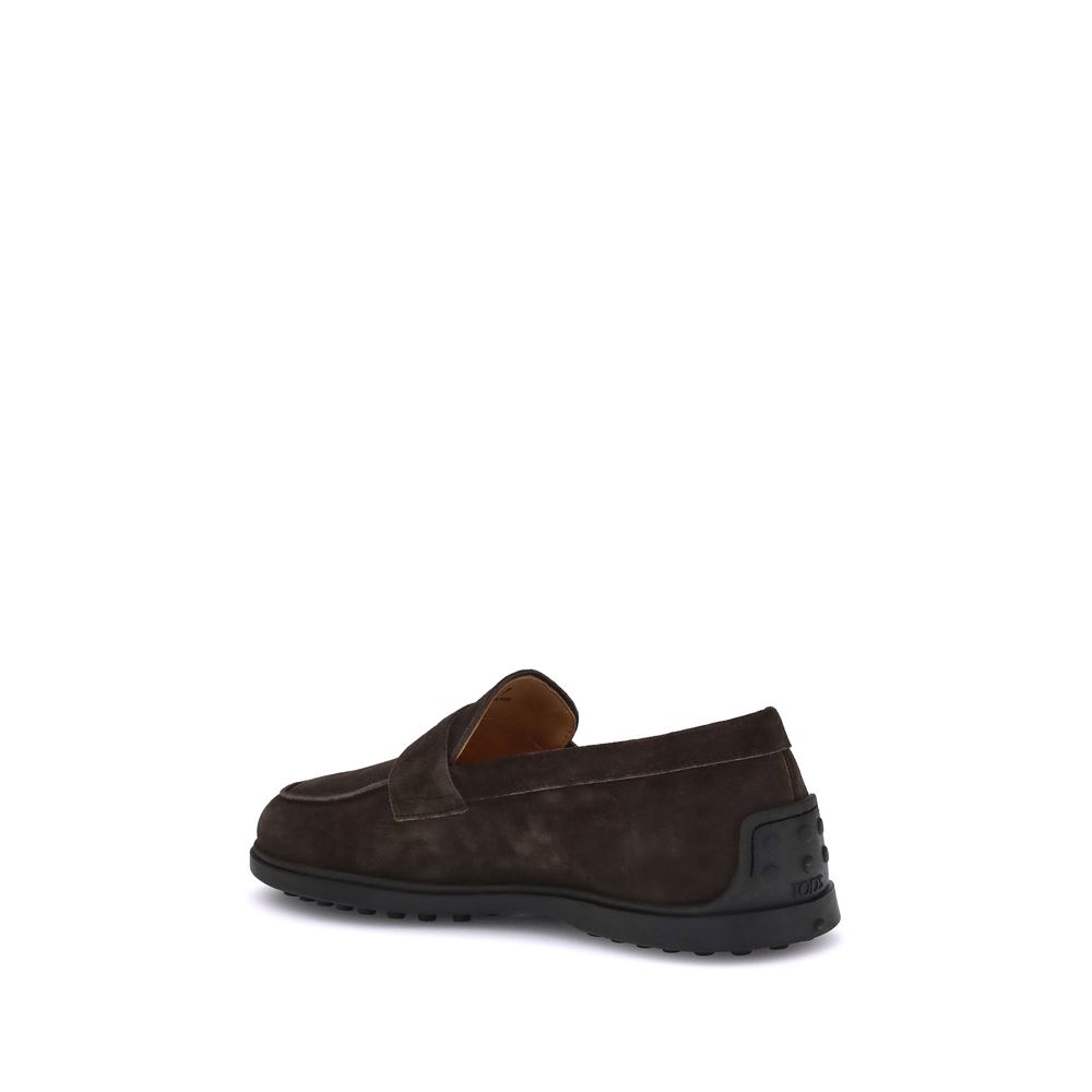 Tod's Brown Calf Leather Bos Taurus Slip-On Loafers