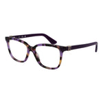 Guess Purple Women Glasses Frame in full-rim rectangle style with plastic demo lenses, featuring a purple color and branded case.