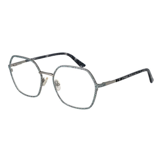 Guess Silver Women Glasses Frame, silver metal full-rim rectangle design, demo lenses, with branded case, size 55-19-140.