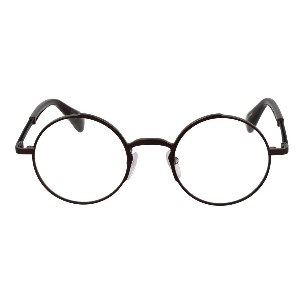 Yohji Yamamoto Bronze Men Glasses Frame in metal, round style, full-rim, size 47-22-145. Demo lenses, branded soft case included.