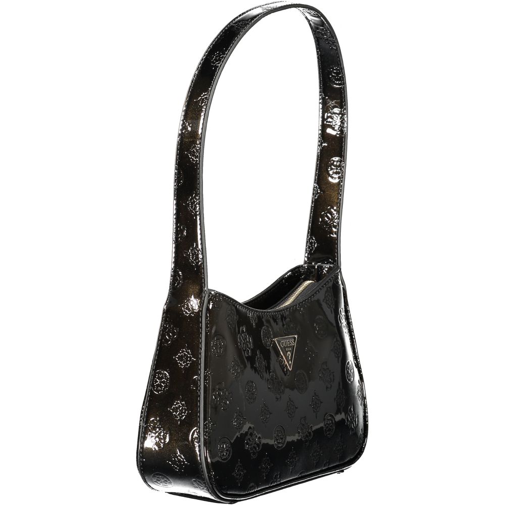 Guess Jeans Black Polyethylene Women Handbag with shoulder strap and shiny finish