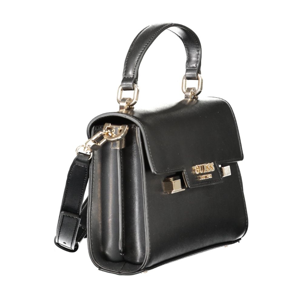 Guess Jeans Black Polyethylene Women Handbag with handle and shoulder strap, eco-friendly compact mini bag.