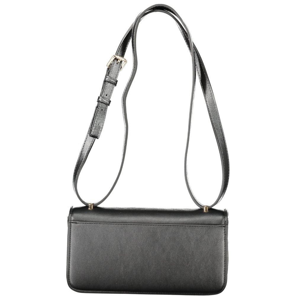 Mario Valentino Black Polyethylene Women Handbag with shoulder strap, featuring a sleek and stylish design for bold fashion statements.