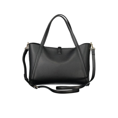 Mario Valentino Black Polyethylene Women Handbag with handles and adjustable strap.