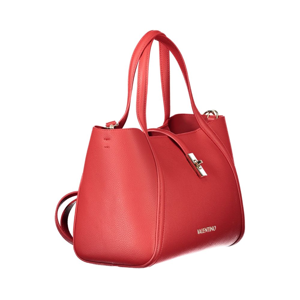 Mario Valentino Red Polyethylene Women Handbag with elegant design and swivel closure, showcasing handles and detachable strap.