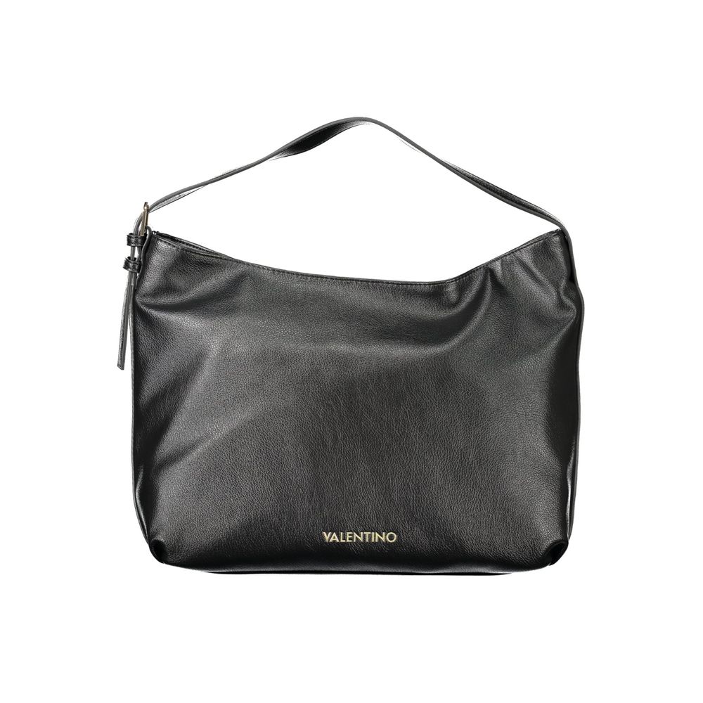 Mario Valentino Black Polyethylene Women Handbag with adjustable shoulder handle and Valentino logo