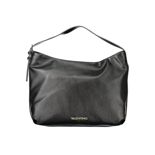 Mario Valentino Black Polyethylene Women Handbag with adjustable strap and iconic logo.