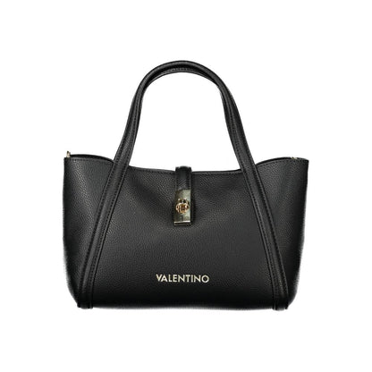Mario Valentino Black Polyethylene Women Handbag with dual handles and detachable shoulder strap
