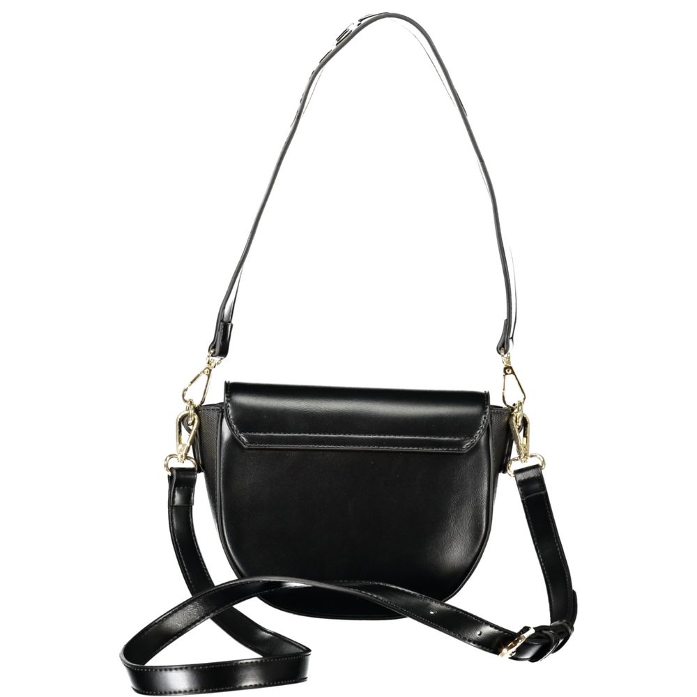 Mario Valentino Black Polyethylene Women Handbag with adjustable strap and removable shoulder handle