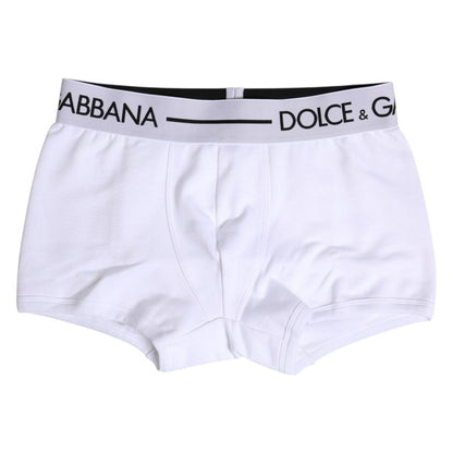 Dolce & Gabbana White Cotton Stretch Regular Boxer Underwear
