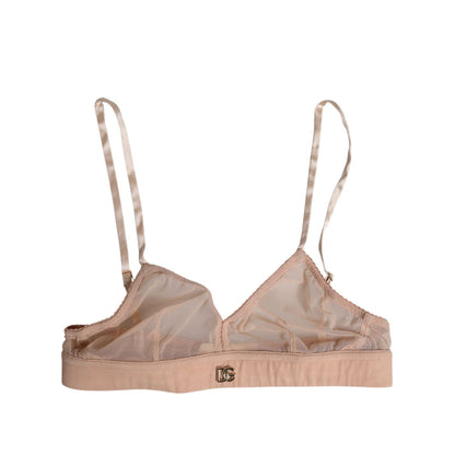 Dolce & Gabbana Powder Pink Nylon DG Logo Non Wire Bra Underwear