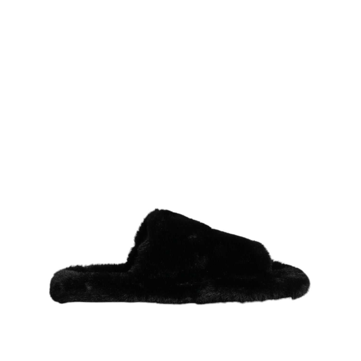 Dolce & Gabbana Black Polyester Velvet Slides Slipper Shoes