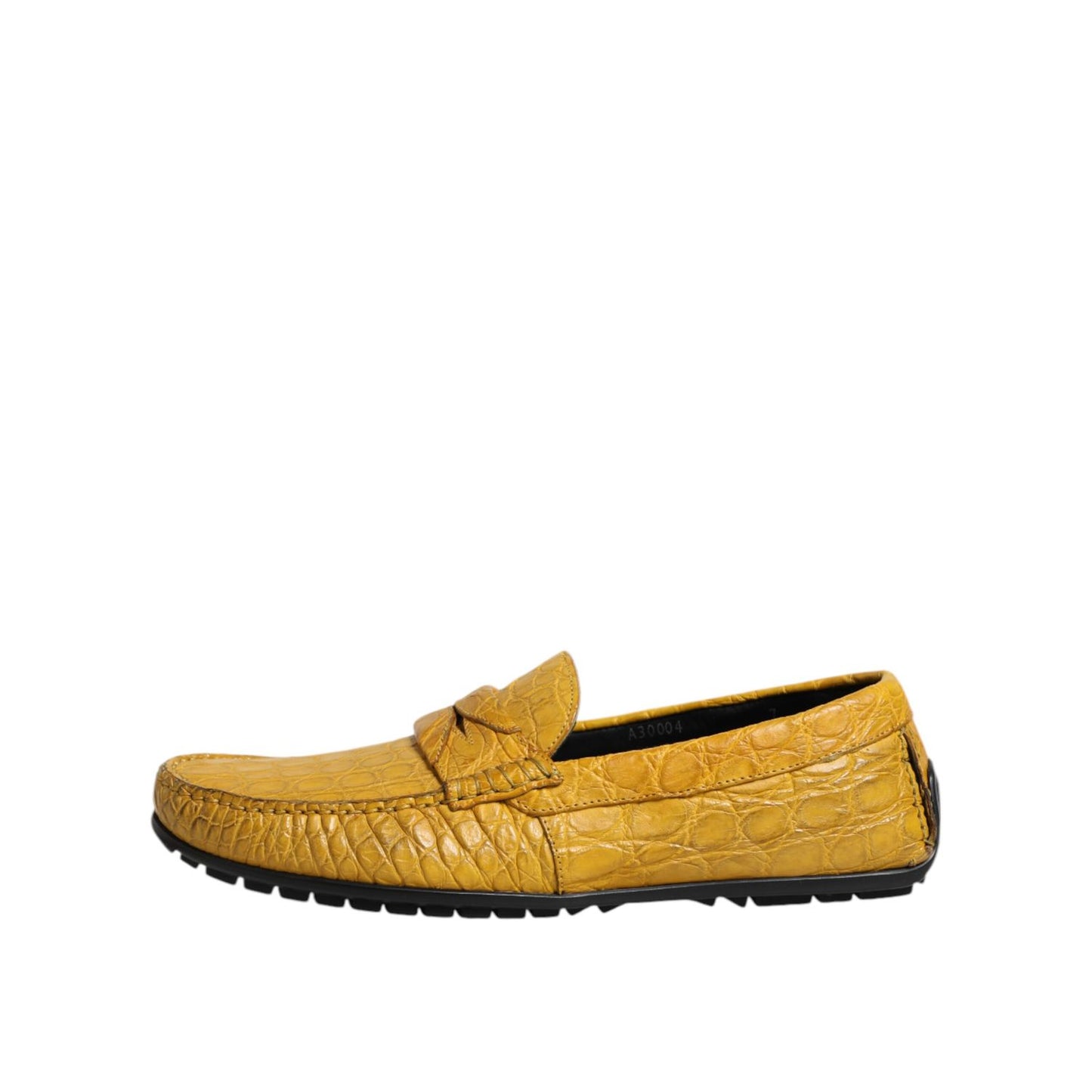 Dolce & Gabbana Yellow Exotic Leather Loafers Slip On Shoes