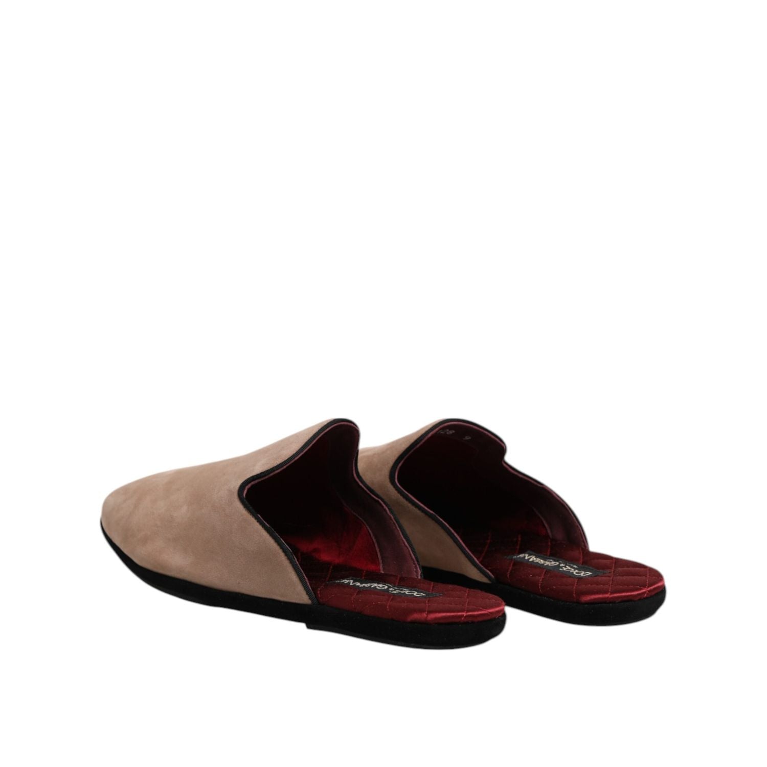 Dolce & Gabbana Beige Capra Suede Slides Flat Slipper Shoes