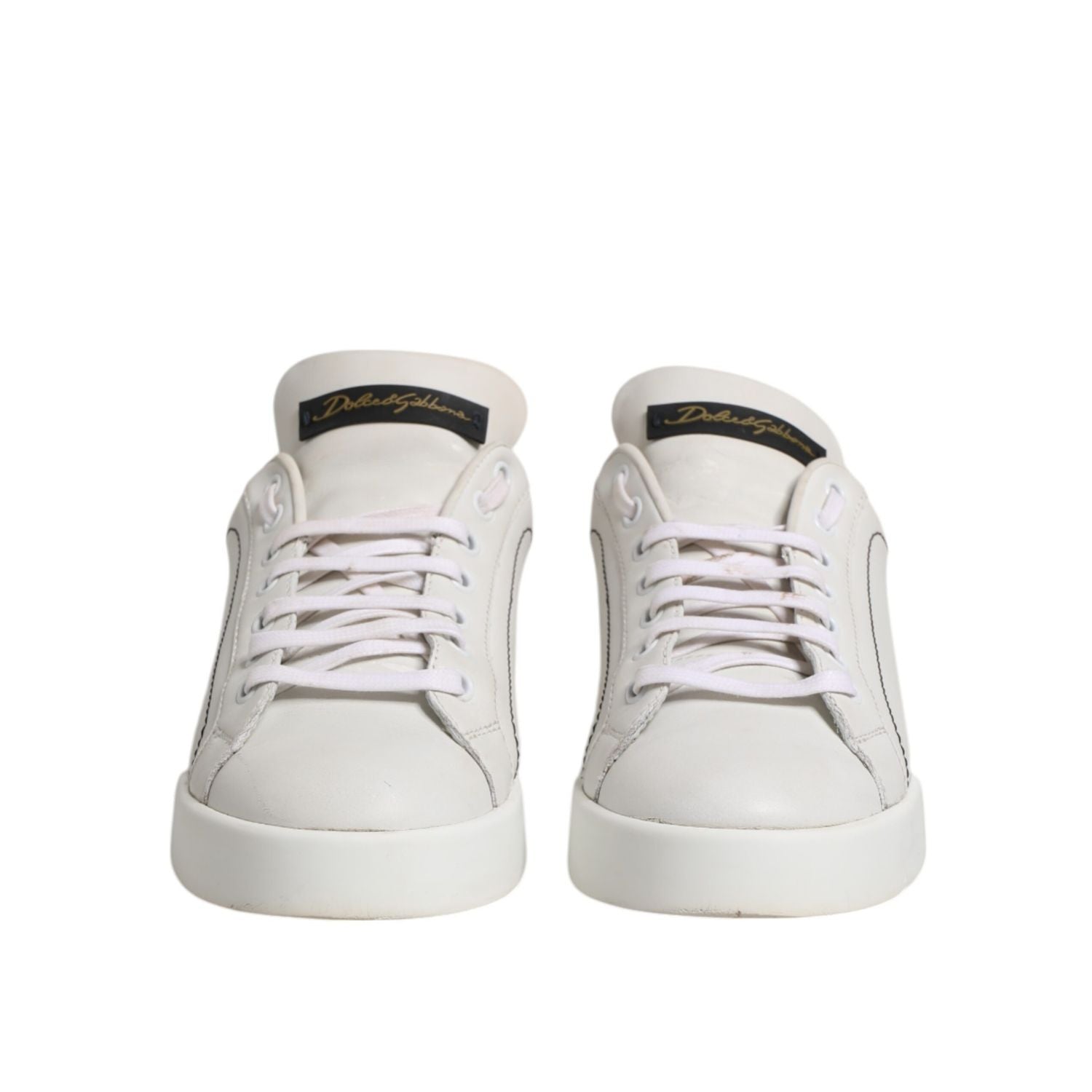 Dolce & Gabbana White Gold Leather Low Top Sneakers Shoes