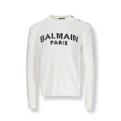 Balmain White Cotton Sweatshirt