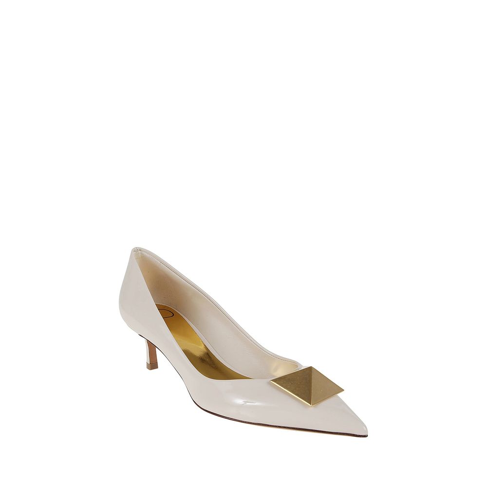 Valentino Garavani White Leather Mid Heel Pumps