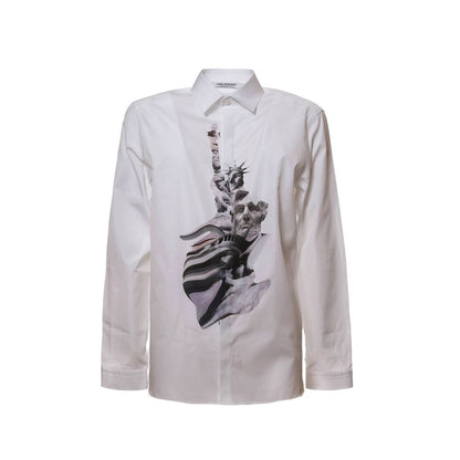 Neil Barrett White Cotton Pattern Shirt