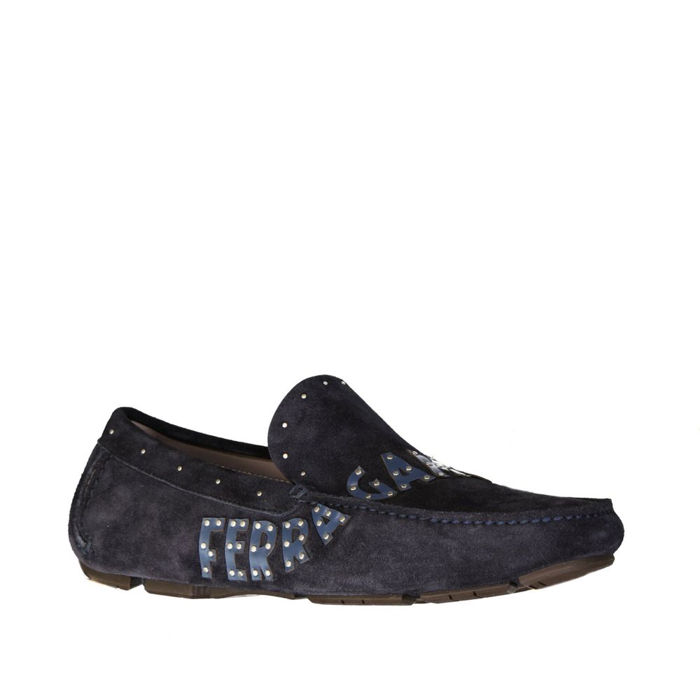 Salvatore Ferragamo Blue Calfskin Slip-On Loafers