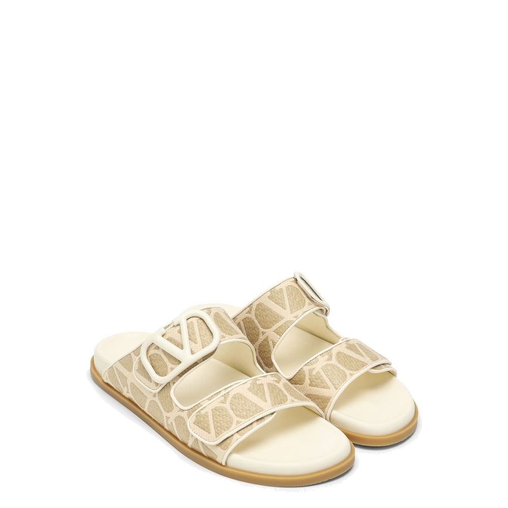 Valentino Garavani Bicolor Fabric Strap-On Sandals