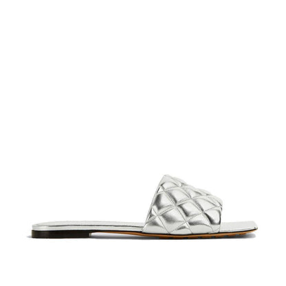 Bottega Veneta Silver Calfskin Slippers