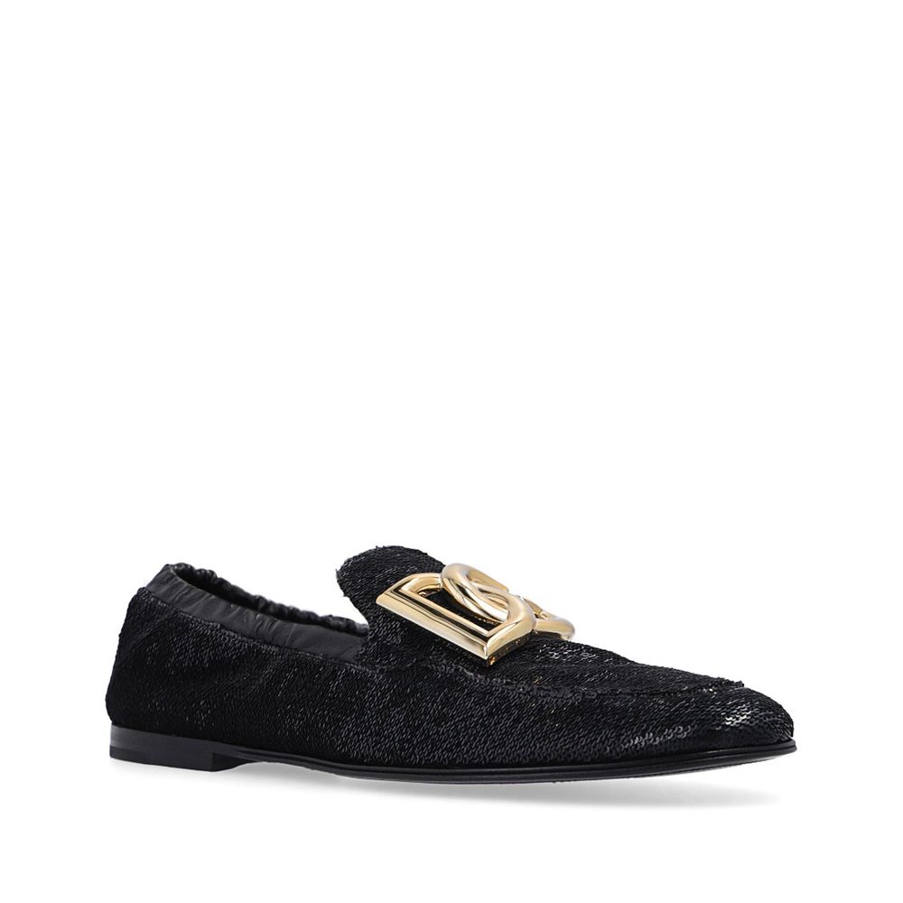 Dolce & Gabbana Black Fabric Slip-On Loafers