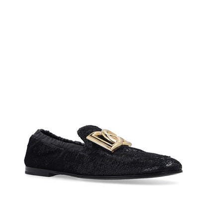 Dolce & Gabbana Black Fabric Slip-On Loafers