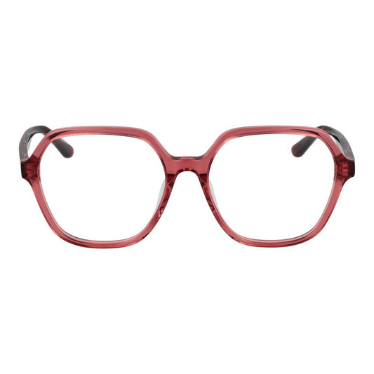 Guess Red Women Glasses Frame with geometric full-rim acetate design and demo lenses, shown with branded case included.