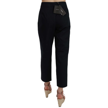 Dolce & Gabbana Black Cropped Front Button Embellished Pants