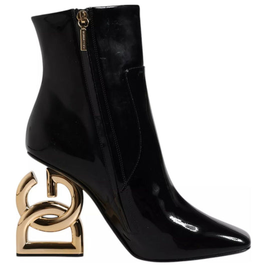 Dolce & Gabbana Black Jackie Leather Mid Calf Boots Shoes