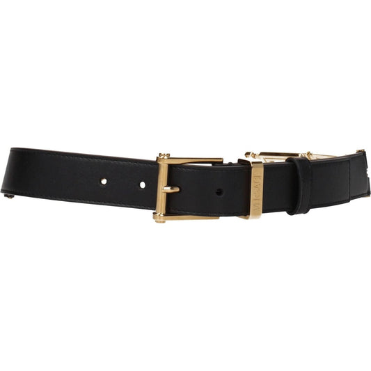 Versace Black Leather Regular Belts VE-8547275669769-80 CM / 32 INCHES