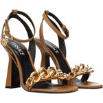 Versace Brown Leather Stiletto Heels Sandals VE-8547283829001-EU39/US9