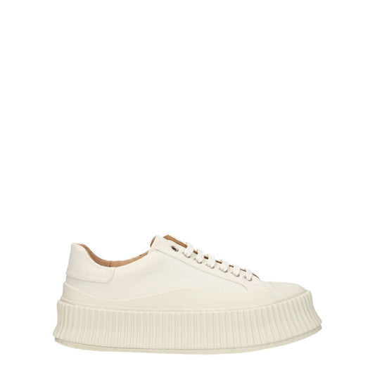 Jil Sander White Fabric Platform Sneakers