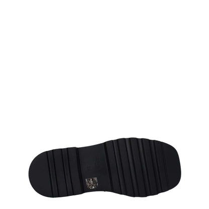 Sole view of Dolce & Gabbana Black Leather Slip-On Loafers with rubber sole and square toe design.