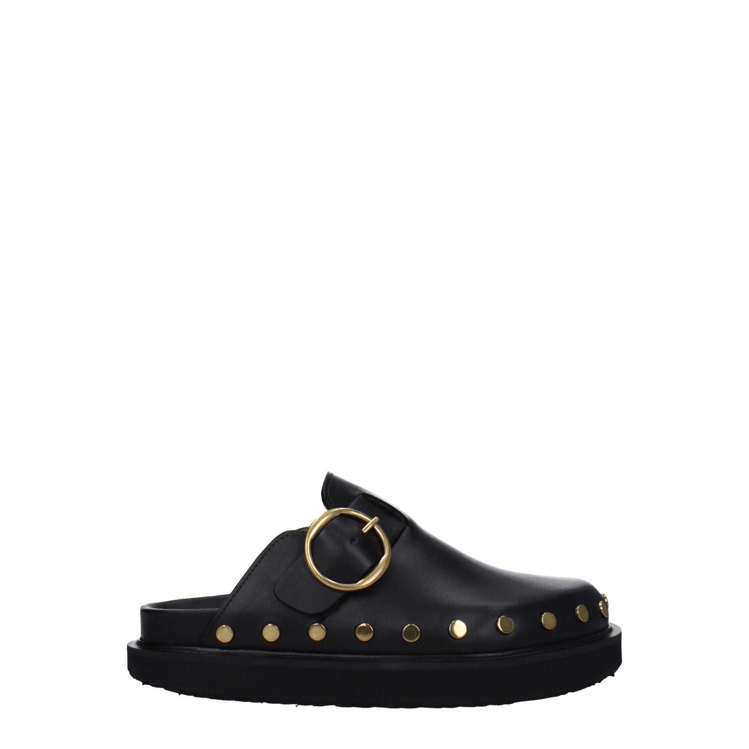 Isabel Marant Black Leather Slippers