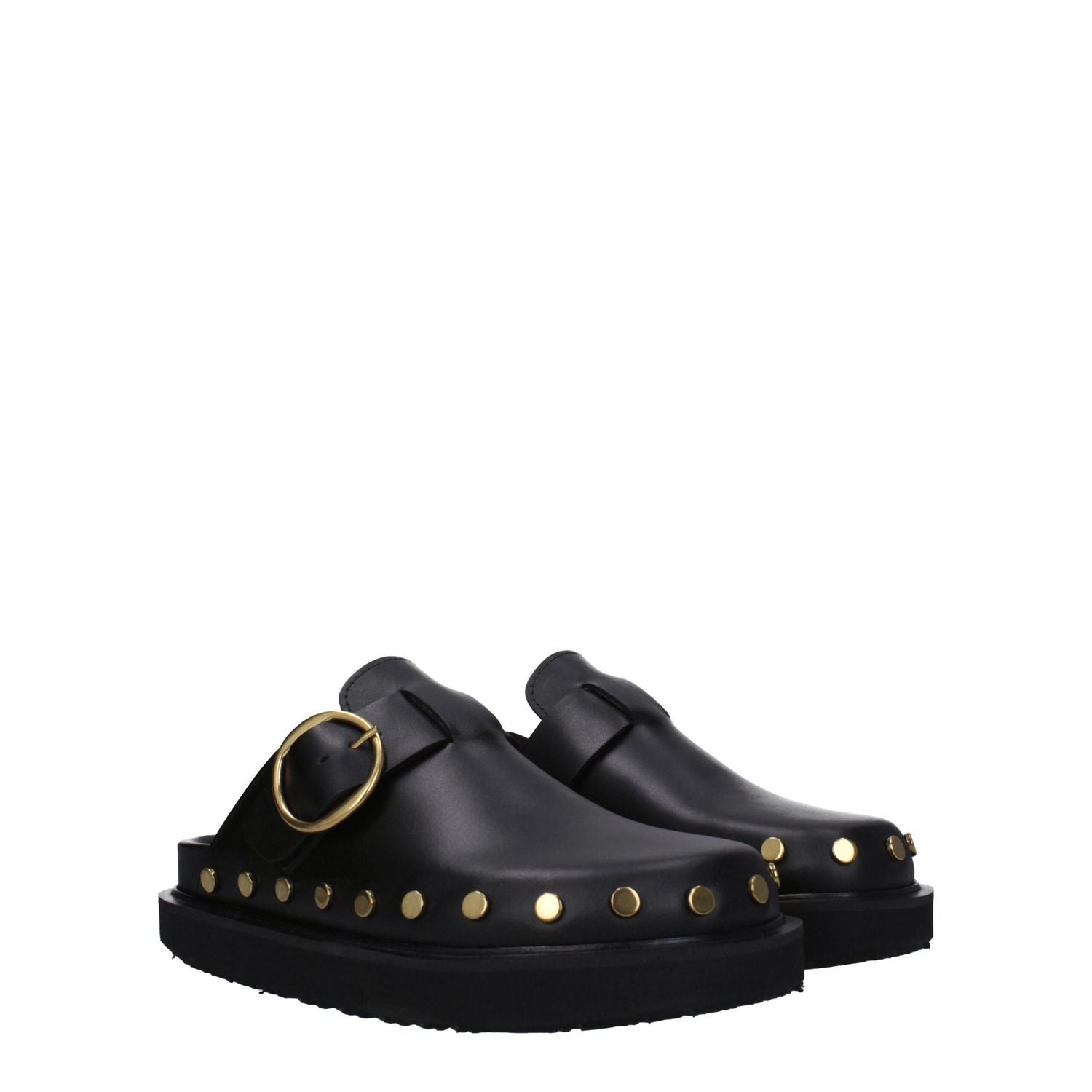 Isabel Marant Black Leather Slippers